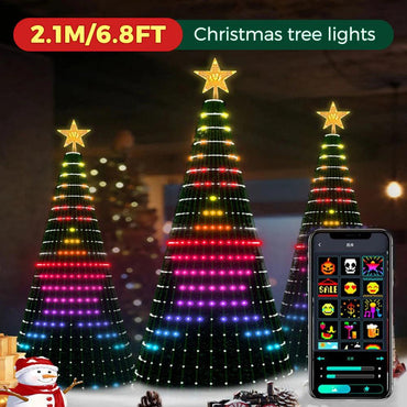 WS2812B LED Star String Lights - Bluetooth Christmas Tree Topper & Holiday Decor (DC5V)