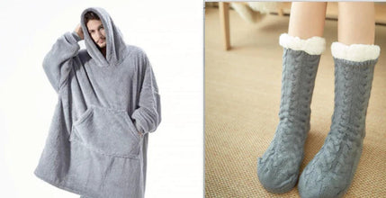 Oversized Hoodie Blanket – Ultra-Soft, Double-Sided Fleece Wearable Blanket with Large Pocket - Trendy Curations