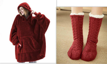 Oversized Hoodie Blanket – Ultra-Soft, Double-Sided Fleece Wearable Blanket with Large Pocket - Trendy Curations